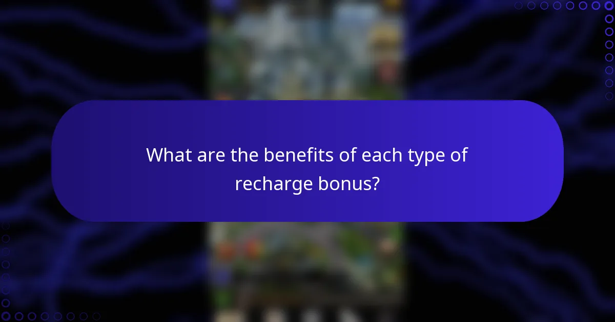 What are the benefits of each type of recharge bonus?